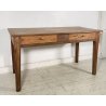 ANTICO TAVOLO 2 cassetti LEGNO ROVERE epoca 1800 gamba spillo RUSTICO PIEMONTESE