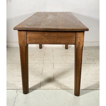 ANTICO TAVOLO 2 cassetti LEGNO ROVERE epoca 1800 gamba spillo RUSTICO PIEMONTESE