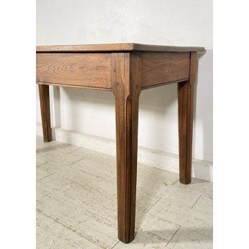 ANTICO TAVOLO 2 cassetti LEGNO ROVERE epoca 1800 gamba spillo RUSTICO PIEMONTESE