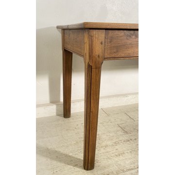 ANTICO TAVOLO 2 cassetti LEGNO ROVERE epoca 1800 gamba spillo RUSTICO PIEMONTESE