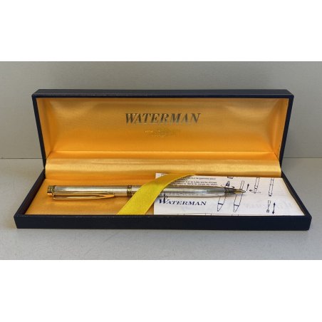 PENNA SFERA WATERMAN VINTAGE ARGENTATA DORATA DESIGN BALLPOINT PEN FUNZIONANTE