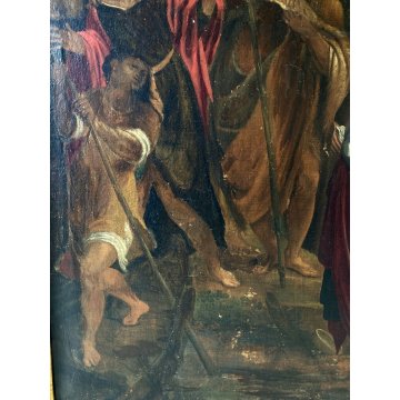 GRANDE QUADRO DIPINTO OLIO RELIGIOSO "Chiamata di San Pietro" Gesù Sant' Andrea