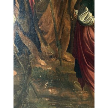 GRANDE QUADRO DIPINTO OLIO RELIGIOSO "Chiamata di San Pietro" Gesù Sant' Andrea