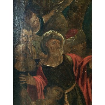 GRANDE QUADRO DIPINTO OLIO RELIGIOSO "Chiamata di San Pietro" Gesù Sant' Andrea