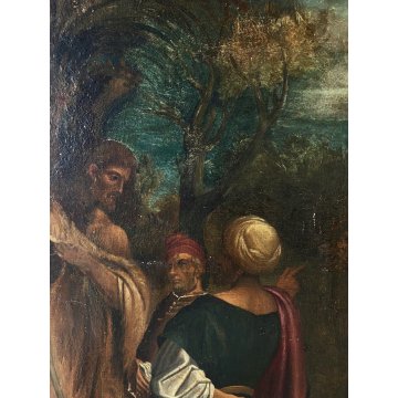 GRANDE QUADRO DIPINTO OLIO RELIGIOSO "Chiamata di San Pietro" Gesù Sant' Andrea
