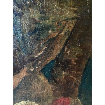GRANDE QUADRO DIPINTO OLIO RELIGIOSO "Chiamata di San Pietro" Gesù Sant' Andrea