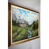 GRANDE QUADRO OLIO TELA Pietro Virgilio Lietti PAESAGGIO MONTANO ALTA BRIANZA 