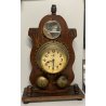 ANTICO OROLOGIO da TAVOLO SVEGLIA FINE '800 LEGNO SPACCHIO 2 CAMPANA CLOCK WATCH