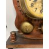 ANTICO OROLOGIO da TAVOLO SVEGLIA FINE '800 LEGNO SPACCHIO 2 CAMPANA CLOCK WATCH