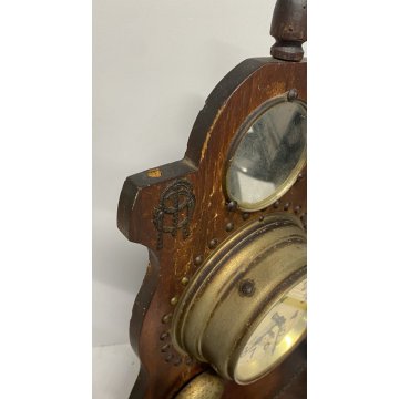 ANTICO OROLOGIO da TAVOLO SVEGLIA FINE '800 LEGNO SPACCHIO 2 CAMPANA CLOCK WATCH