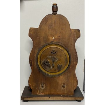 ANTICO OROLOGIO da TAVOLO SVEGLIA FINE '800 LEGNO SPACCHIO 2 CAMPANA CLOCK WATCH
