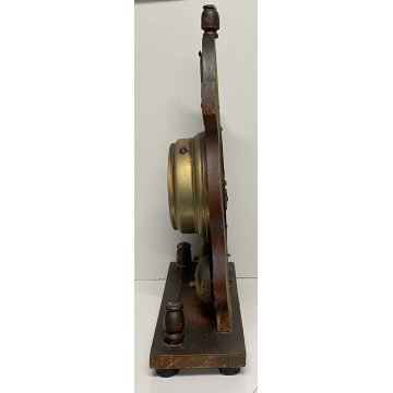ANTICO OROLOGIO da TAVOLO SVEGLIA FINE '800 LEGNO SPACCHIO 2 CAMPANA CLOCK WATCH