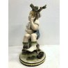 ANTICA FIGURA CERAMICA DIPINTA CUTE BOY Art Decò BIMBO CAGNOLINO ALBERO '20/'40