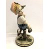 ANTICA FIGURA CERAMICA DIPINTA CUTE BOY Art Decò BIMBO CAGNOLINO ALBERO '20/'40