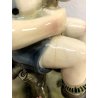 ANTICA FIGURA CERAMICA DIPINTA CUTE BOY Art Decò BIMBO CAGNOLINO ALBERO '20/'40