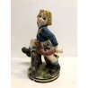ANTICA FIGURA CERAMICA DIPINTA CUTE GIRL Art Decò BIMBA STECCATO CESTO PRIMO 900