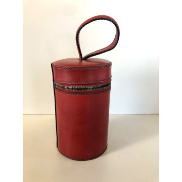 SET BAR VIAGGIO CACCIA VINTAGE 3 FIASCHETTE 13 oz 4 TAZZE CUSTODIA PELLE ANNI 50
