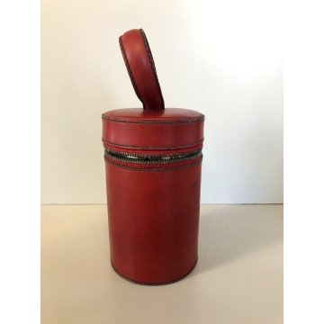 SET BAR VIAGGIO CACCIA VINTAGE 3 FIASCHETTE 13 oz 4 TAZZE CUSTODIA PELLE ANNI 50