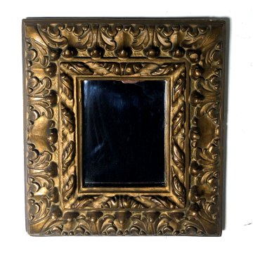 ANTICO PICCOLO SPECCHIO CORNICE LEGNO ORNATO INTAGLIATO GESSATO DORATO BAROCCO