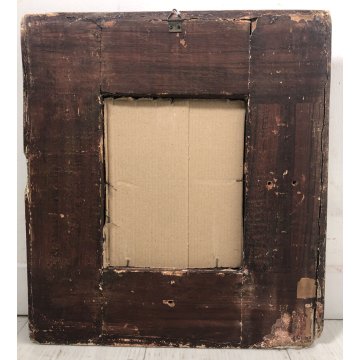 ANTICO PICCOLO SPECCHIO CORNICE LEGNO ORNATO INTAGLIATO GESSATO DORATO BAROCCO