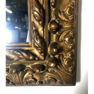 ANTICO PICCOLO SPECCHIO CORNICE LEGNO ORNATO INTAGLIATO GESSATO DORATO BAROCCO