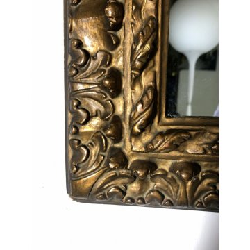 ANTICO PICCOLO SPECCHIO CORNICE LEGNO ORNATO INTAGLIATO GESSATO DORATO BAROCCO