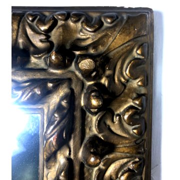 ANTICO PICCOLO SPECCHIO CORNICE LEGNO ORNATO INTAGLIATO GESSATO DORATO BAROCCO