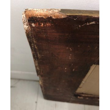 ANTICO PICCOLO SPECCHIO CORNICE LEGNO ORNATO INTAGLIATO GESSATO DORATO BAROCCO