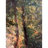QUADRO DIPINTO OLIO TAVOLA PAESAGGIO Serafino Verazzi BOSCO LAGO MAGGIORE '800