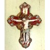 GESU' CRISTO CROCIFISSO CERAMICA da PARETE SMALTO POLICROMO ORO RELIGIOSO XX sec