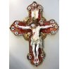 GESU' CRISTO CROCIFISSO CERAMICA da PARETE SMALTO POLICROMO ORO RELIGIOSO XX sec