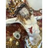 GESU' CRISTO CROCIFISSO CERAMICA da PARETE SMALTO POLICROMO ORO RELIGIOSO XX sec