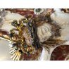 GESU' CRISTO CROCIFISSO CERAMICA da PARETE SMALTO POLICROMO ORO RELIGIOSO XX sec