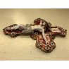 GESU' CRISTO CROCIFISSO CERAMICA da PARETE SMALTO POLICROMO ORO RELIGIOSO XX sec