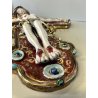 GESU' CRISTO CROCIFISSO CERAMICA da PARETE SMALTO POLICROMO ORO RELIGIOSO XX sec
