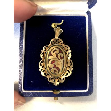 antico CIONDOLO in ORO 12 k con MINIATURA RITRATTO pendente GOLD primi '900