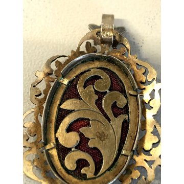 antico CIONDOLO in ORO 12 k con MINIATURA RITRATTO pendente GOLD primi '900