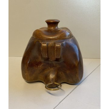 PORTA PIPE 2 pz CON VANO PORTA TABACCO LEGNO VINTAGE STAND PIPES HOLDER ANNI 70