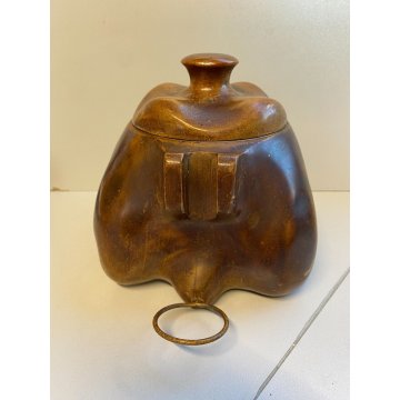 PORTA PIPE 2 pz CON VANO PORTA TABACCO LEGNO VINTAGE STAND PIPES HOLDER ANNI 70