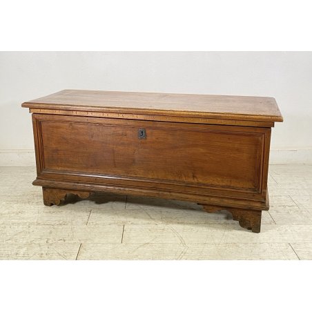 ANTICA CASSAPANCA LOMBARDA legno NOCE epoca 1800 OLD WOOD CHEST