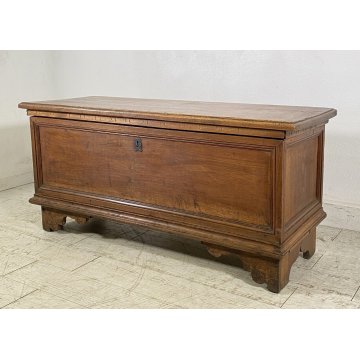 ANTICA CASSAPANCA LOMBARDA legno NOCE epoca 1800 OLD WOOD CHEST
