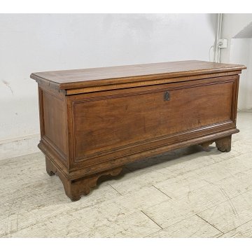ANTICA CASSAPANCA LOMBARDA legno NOCE epoca 1800 OLD WOOD CHEST