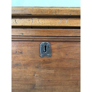 ANTICA CASSAPANCA LOMBARDA legno NOCE epoca 1800 OLD WOOD CHEST