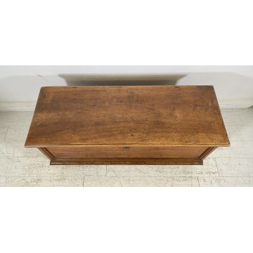 ANTICA CASSAPANCA LOMBARDA legno NOCE epoca 1800 OLD WOOD CHEST
