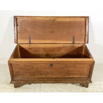ANTICA CASSAPANCA LOMBARDA legno NOCE epoca 1800 OLD WOOD CHEST