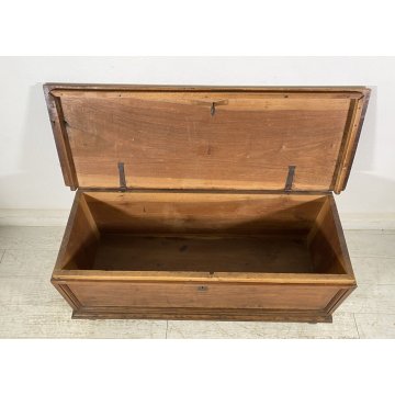ANTICA CASSAPANCA LOMBARDA legno NOCE epoca 1800 OLD WOOD CHEST