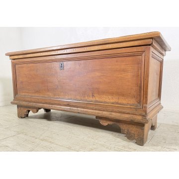 ANTICA CASSAPANCA LOMBARDA legno NOCE epoca 1800 OLD WOOD CHEST