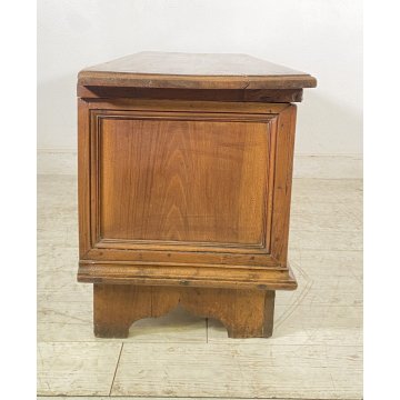 ANTICA CASSAPANCA LOMBARDA legno NOCE epoca 1800 OLD WOOD CHEST