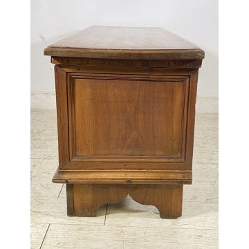 ANTICA CASSAPANCA LOMBARDA legno NOCE epoca 1800 OLD WOOD CHEST
