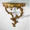 CONSOLLE LEGNO DORATO STILE BAROCCO epoca 1800 DA PARETE ETAGERE MENSOLA